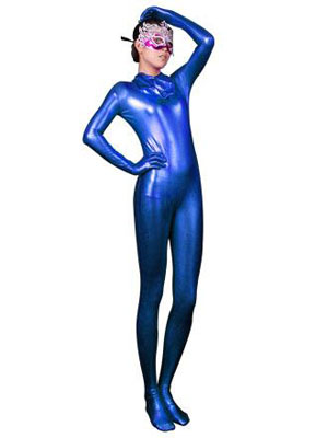 Sexy Blue Shiny Zentai Catsuit - Click Image to Close